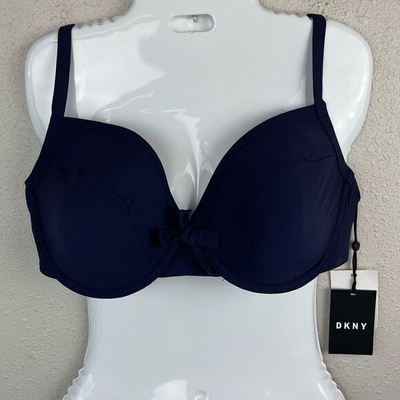 NWT DKNY Navy Blue Bikini Top Sizes XL or XXL - Picture 1 of 3